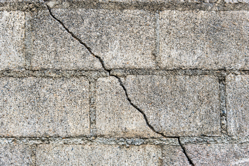 cracked cement block wall