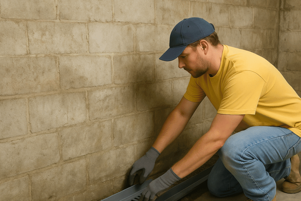 Basement Waterproofing System Installation