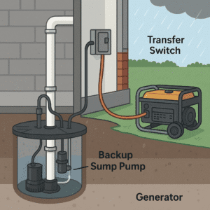 diagram of generator powered sump pump