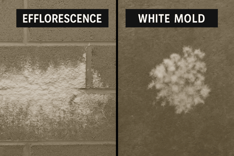showing efflorescence vs white mold