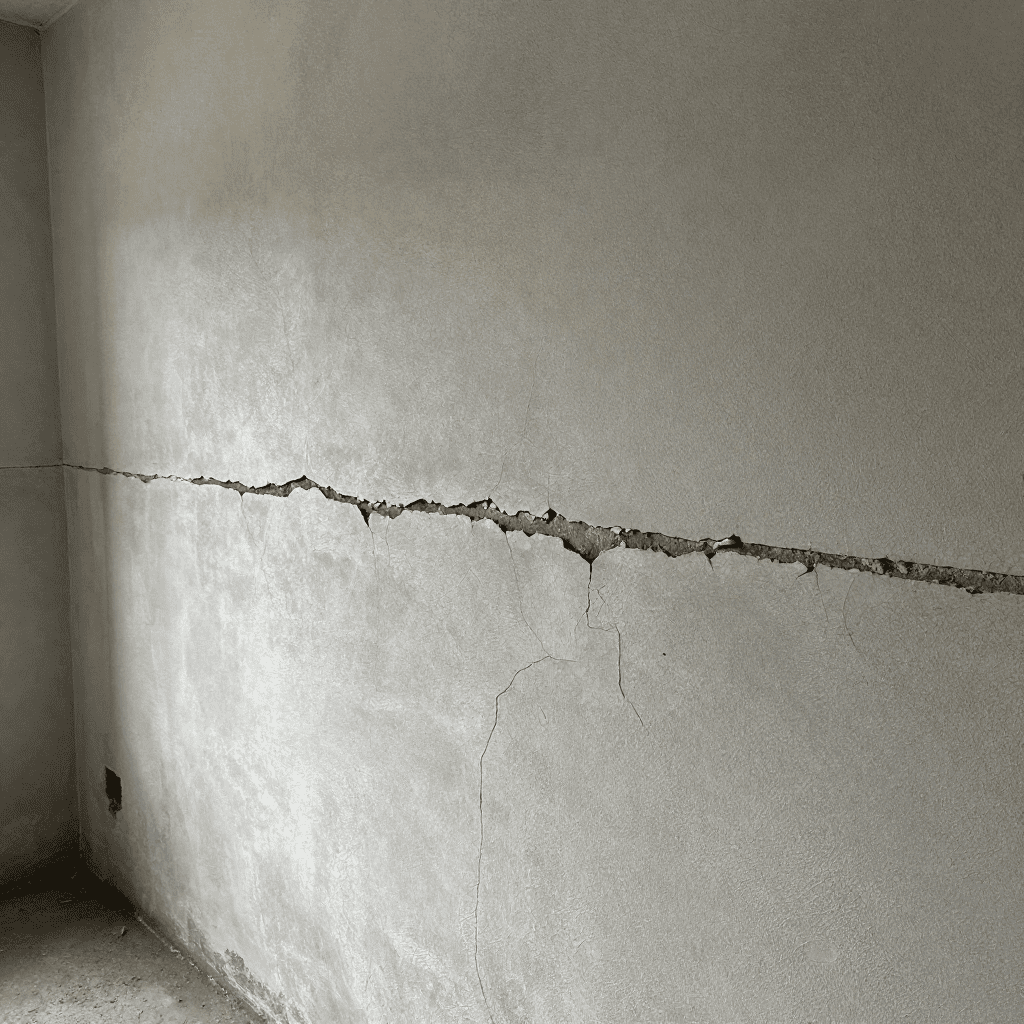 cracks in foundation walls or interior drywall