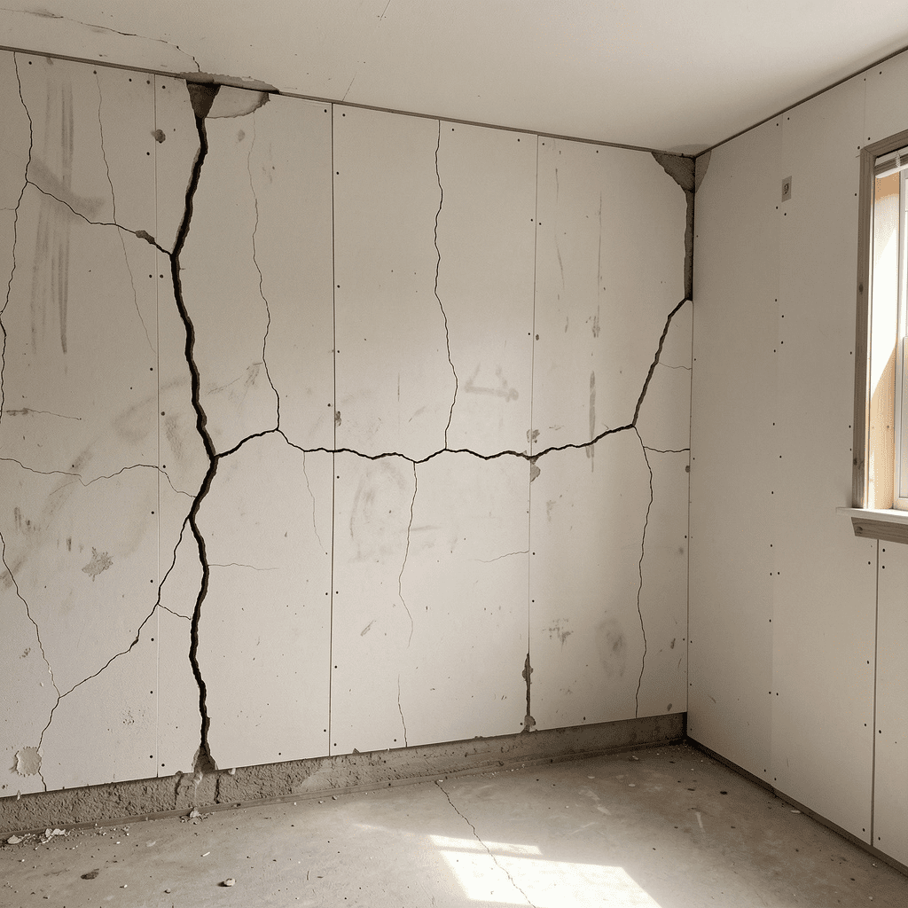 cracks in foundation walls or interior drywall