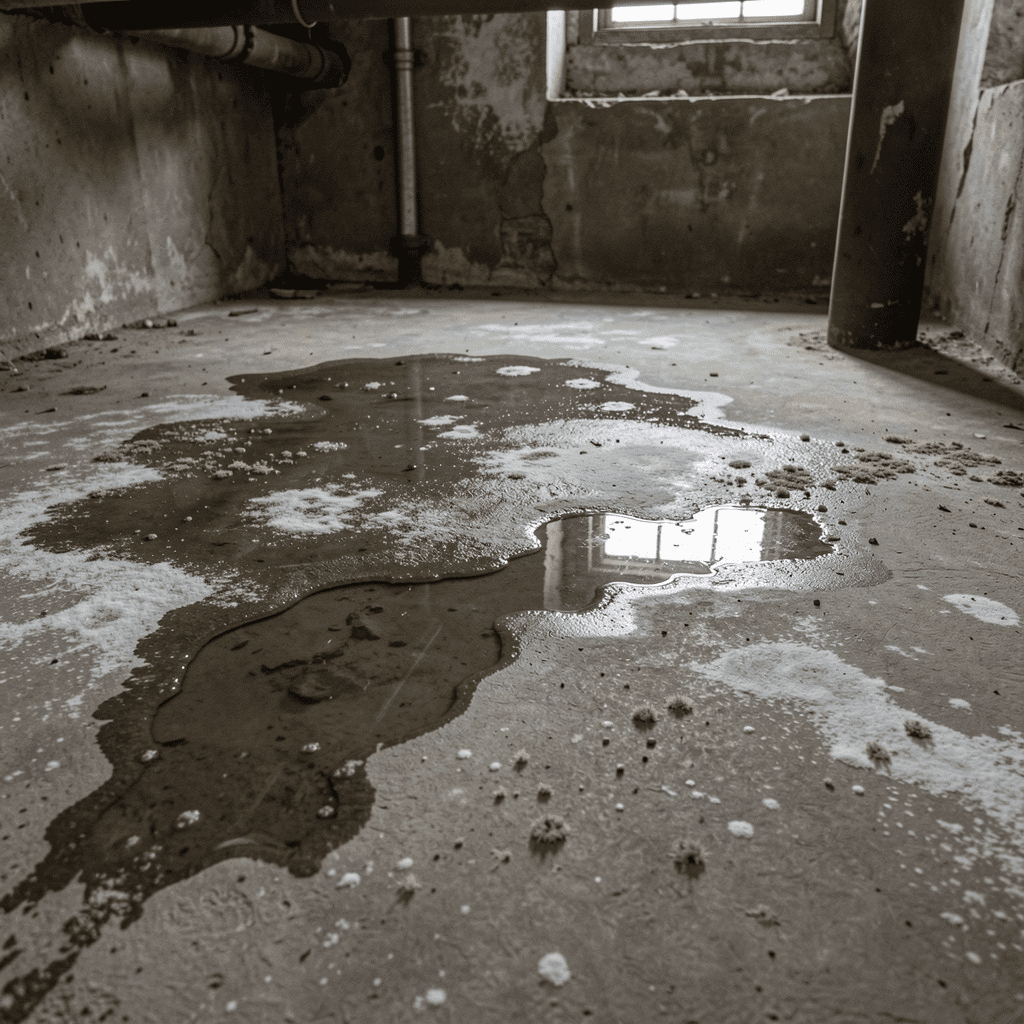 damp floors or wet spots after rain