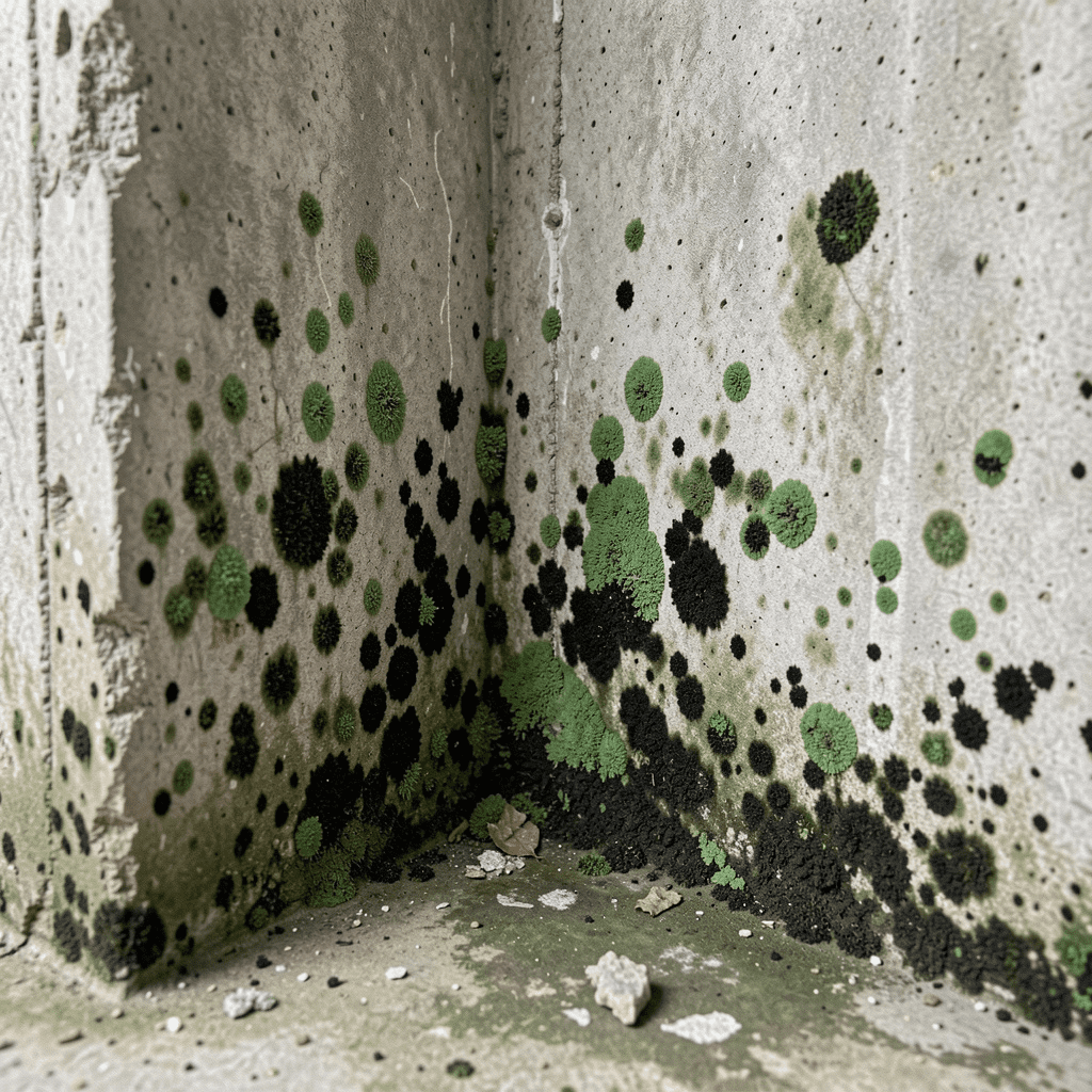 mold or mildew growth in corners