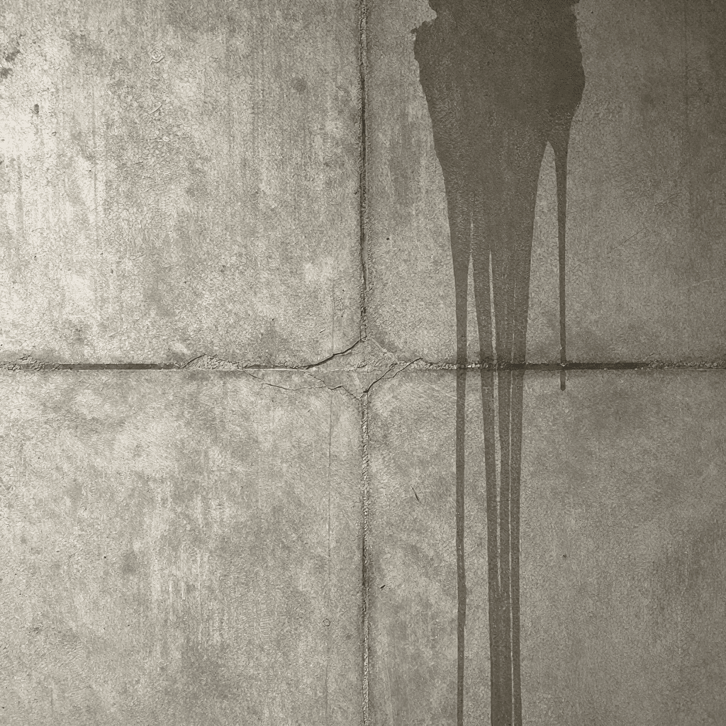 water staining or discoloration on concrete